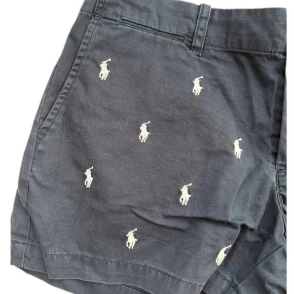 Polo Ralph Lauren Women’s Logo Chino Shorts Navy/White Size 2 - Picture 6 of 6
